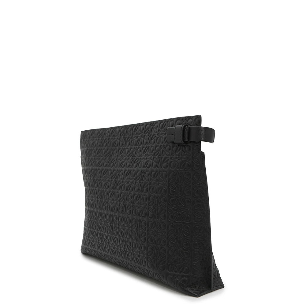 Loewe Clutch Anagram T Clutch Bag Black Leather